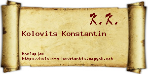 Kolovits Konstantin névjegykártya